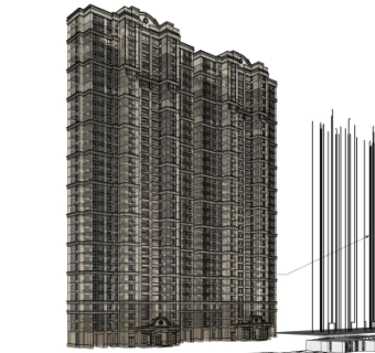 欧式高层公寓楼su模型