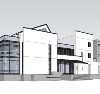 新中式办公楼su模型