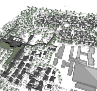 新中式小区规划su模型