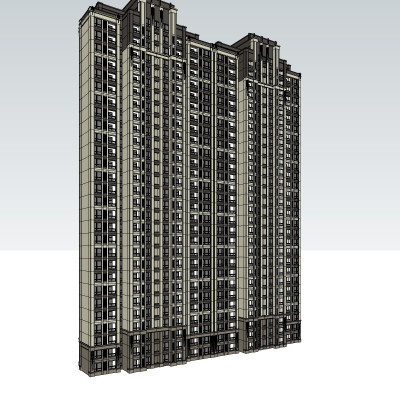 新古典高层公寓楼su模型