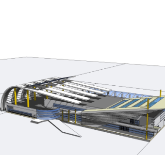现代高铁站设计su模型
