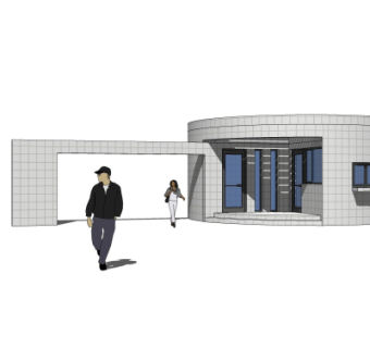 现代门卫室免费su模型