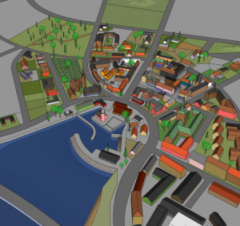 现代小区规划su模型