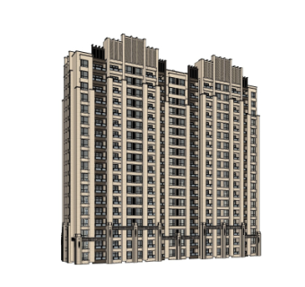 新古典高层公寓楼su模型