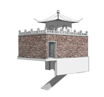 中式地下室入口免费su模型