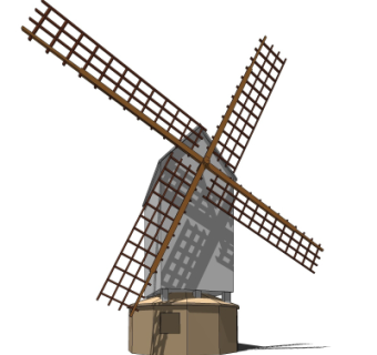 现代风车发电塔su模型