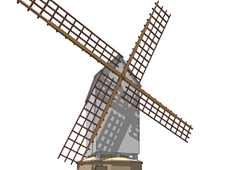 现代风车发电塔su模型