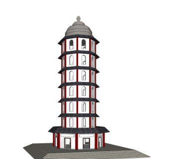 中式塔楼su模型