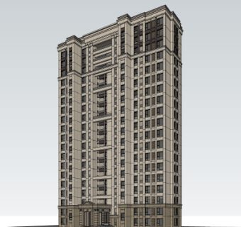 新古典高层公寓楼su模型