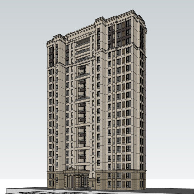 新古典高层公寓楼su模型
