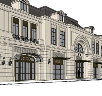 欧式沿街商业建筑su模型