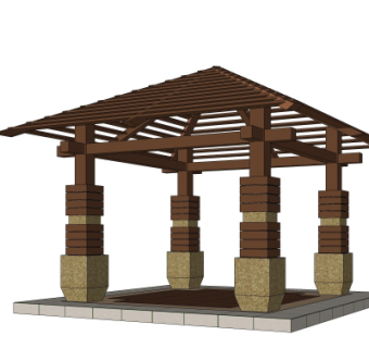 东南亚凉亭su模型