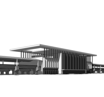 现代高铁站设计su模型