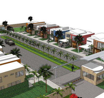 现代别墅区规划su模型