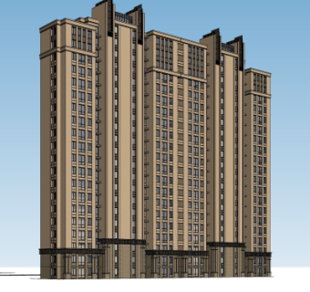 新古典高层公寓楼su模型