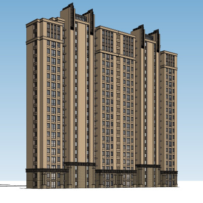 新古典高层公寓楼su模型