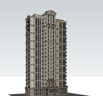 新古典高层公寓楼su模型