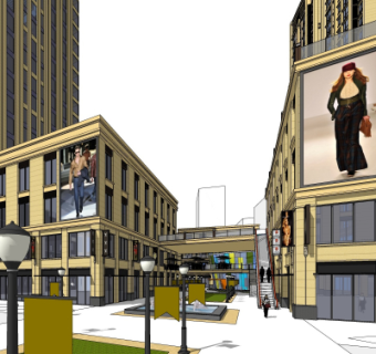 新古典商业街su模型