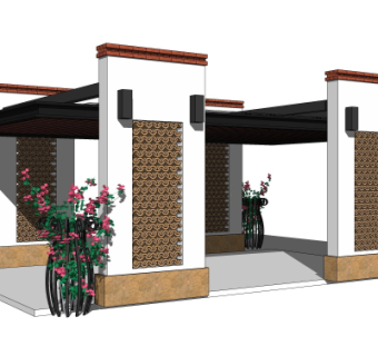 中式廊架免费su模型