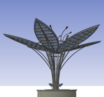 现代金属花朵雕塑小品su模型