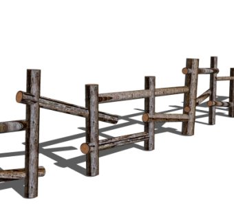 自然风木头围栏栏杆su模型