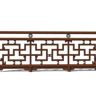 中式实木护栏su模型