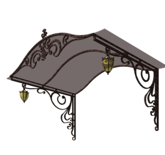 欧式铁艺雨棚su模型