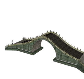 中式石拱桥免费su模型