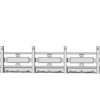 中式石头栏杆su模型