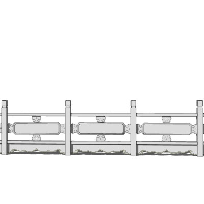 中式石头栏杆su模型