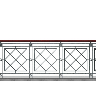 简欧铁艺栏杆su模型