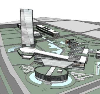 现代办公楼su模型