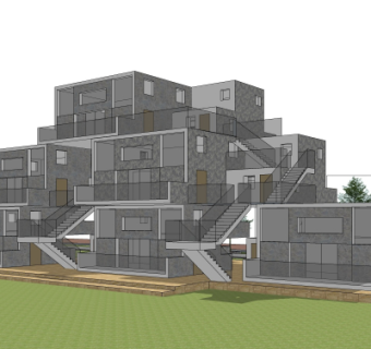 现代办公楼su模型