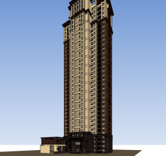 新古典高层公寓楼su模型