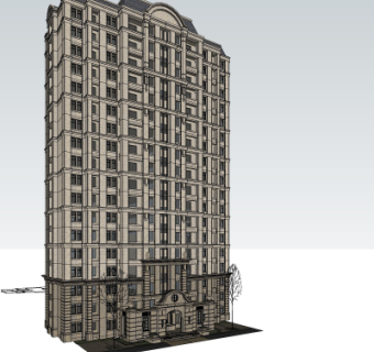法式高层公寓楼su模型