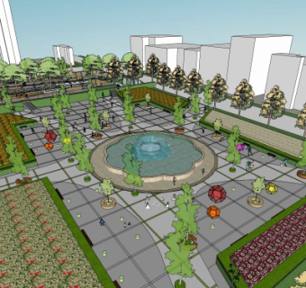 现代广场景观su模型