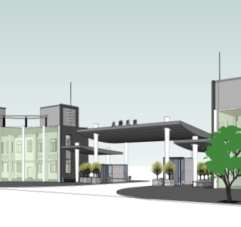 现代小区门头su模型