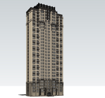 新古典高层公寓楼su模型