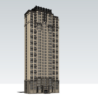 新古典高层公寓楼su模型