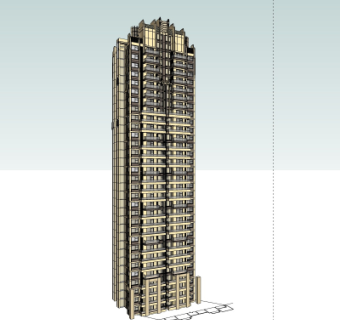 新古典高层公寓楼su模型