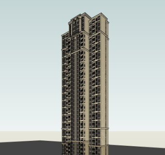 新古典高层公寓楼su模型
