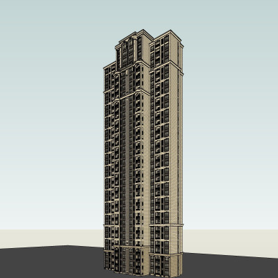 新古典高层公寓楼su模型