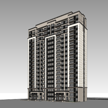 新古典高层公寓楼su模型