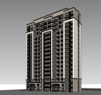 新古典高层公寓楼su模型