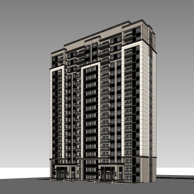 新古典高层公寓楼su模型