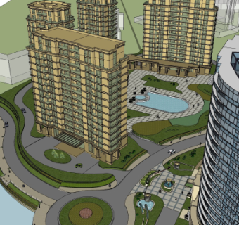 现代小区规划su模型