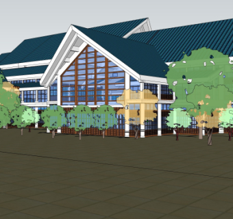 新中式酒店su模型