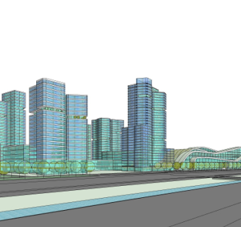 现代办公楼su模型