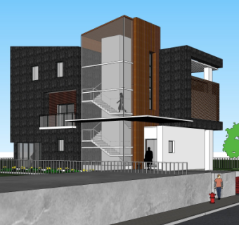 现代办公楼su模型