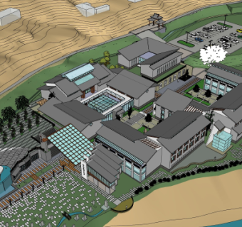 中式建筑外观su模型